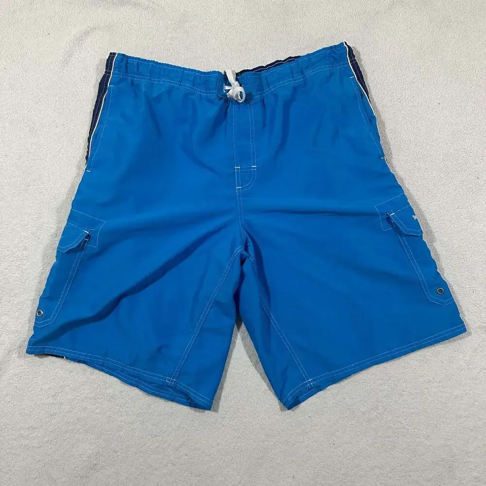 Beverly Hills Polo Club Men's Blue Cargo Swim Trunks Board Shorts XL
